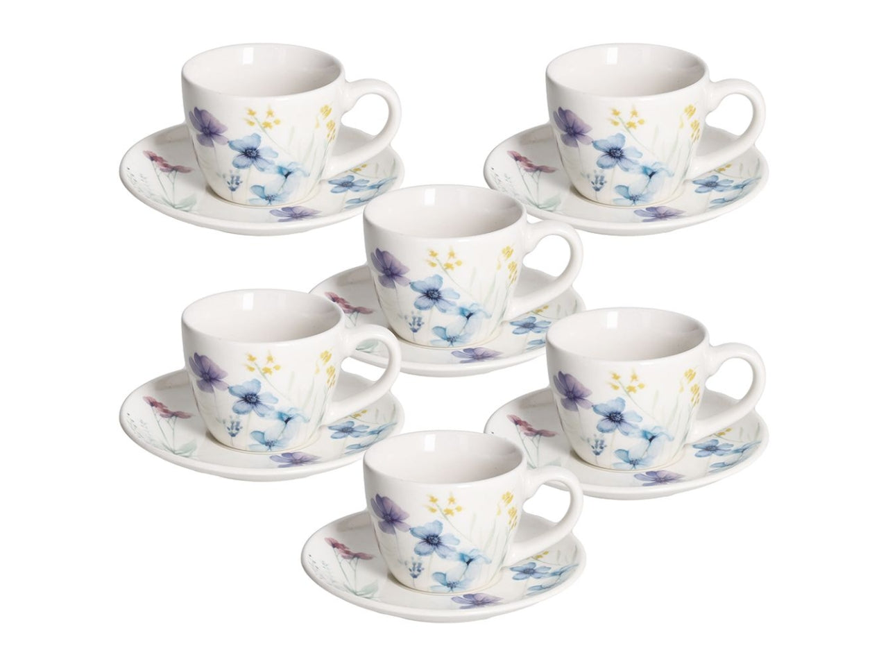 Iris florenne confezione da 6 tazze da caffe' con piattino