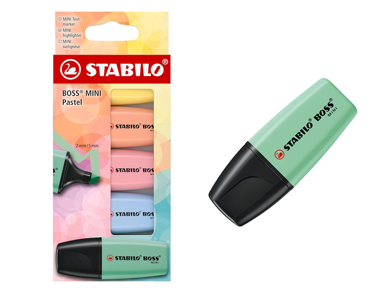 Stabilo boss evidenziatori mini pastello astuccio in cartone da 5 colori