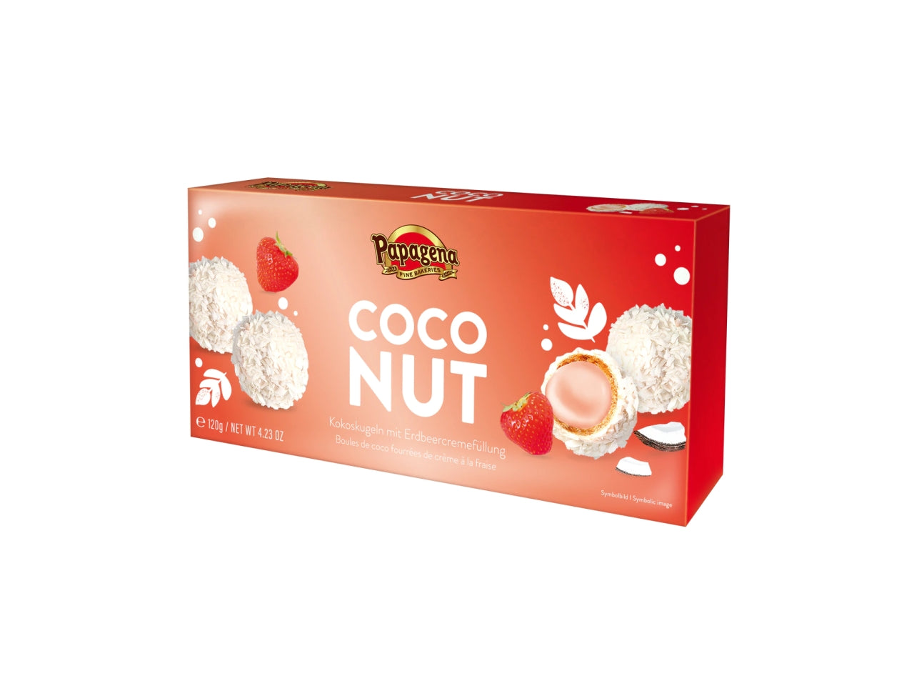 Palline di cocco ripiene con crema alla fragola 120g