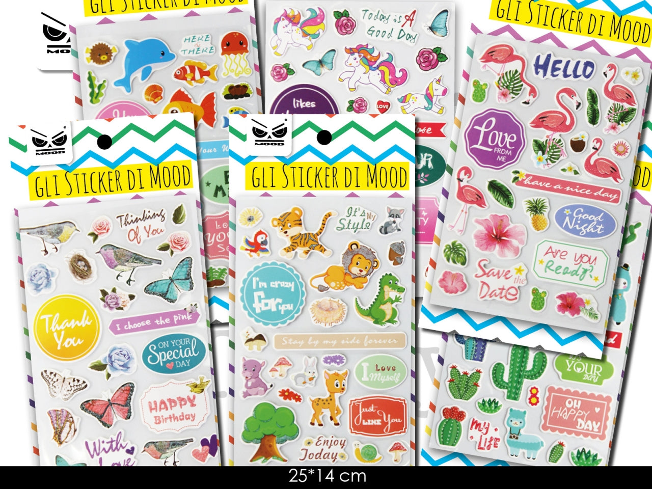 Sticker 25x14cm assortiti