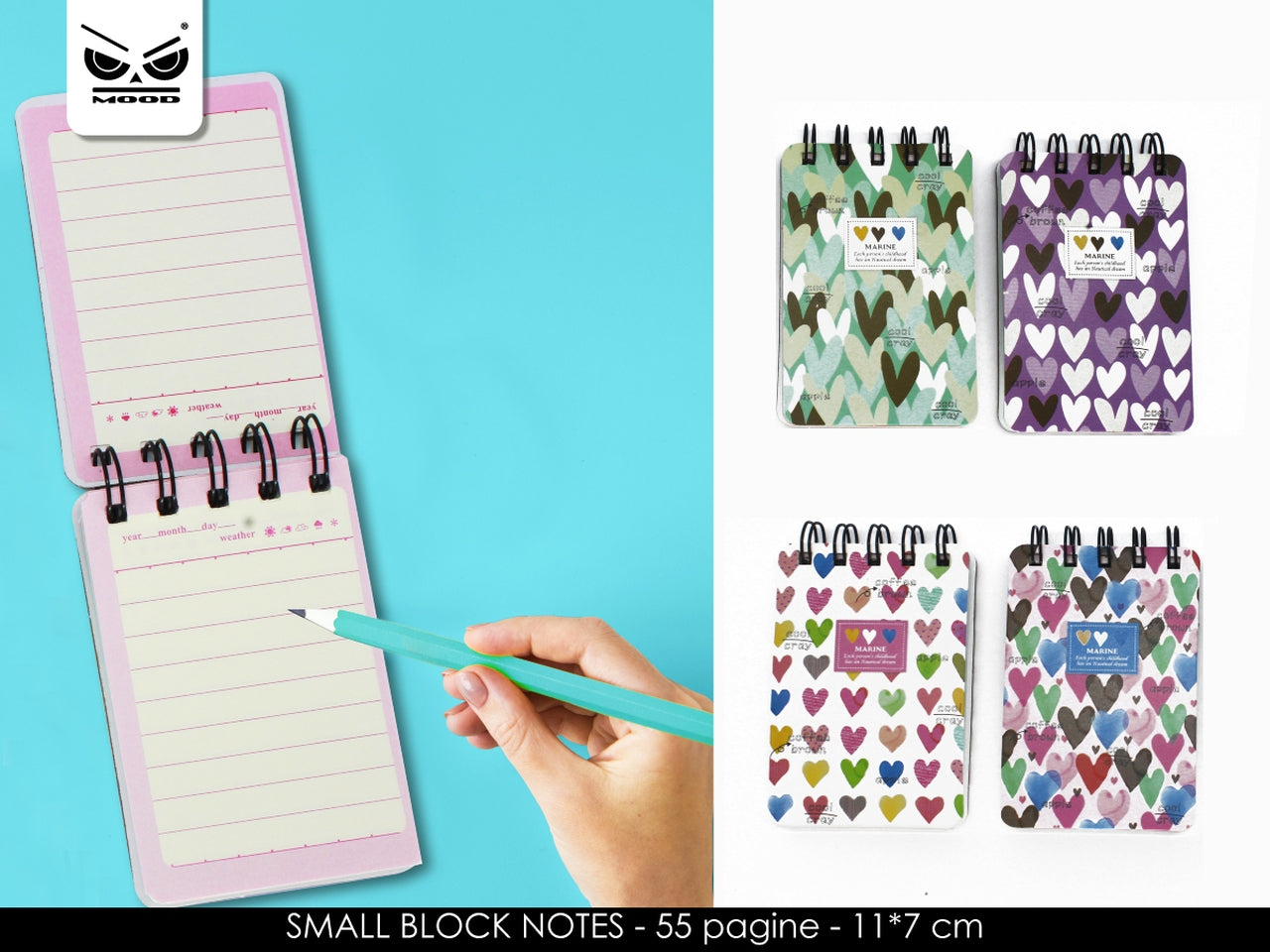Mini block notes cuori