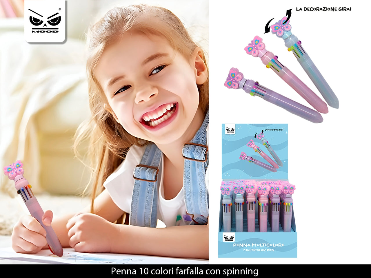 Penna 10 colori farfalla con spinning