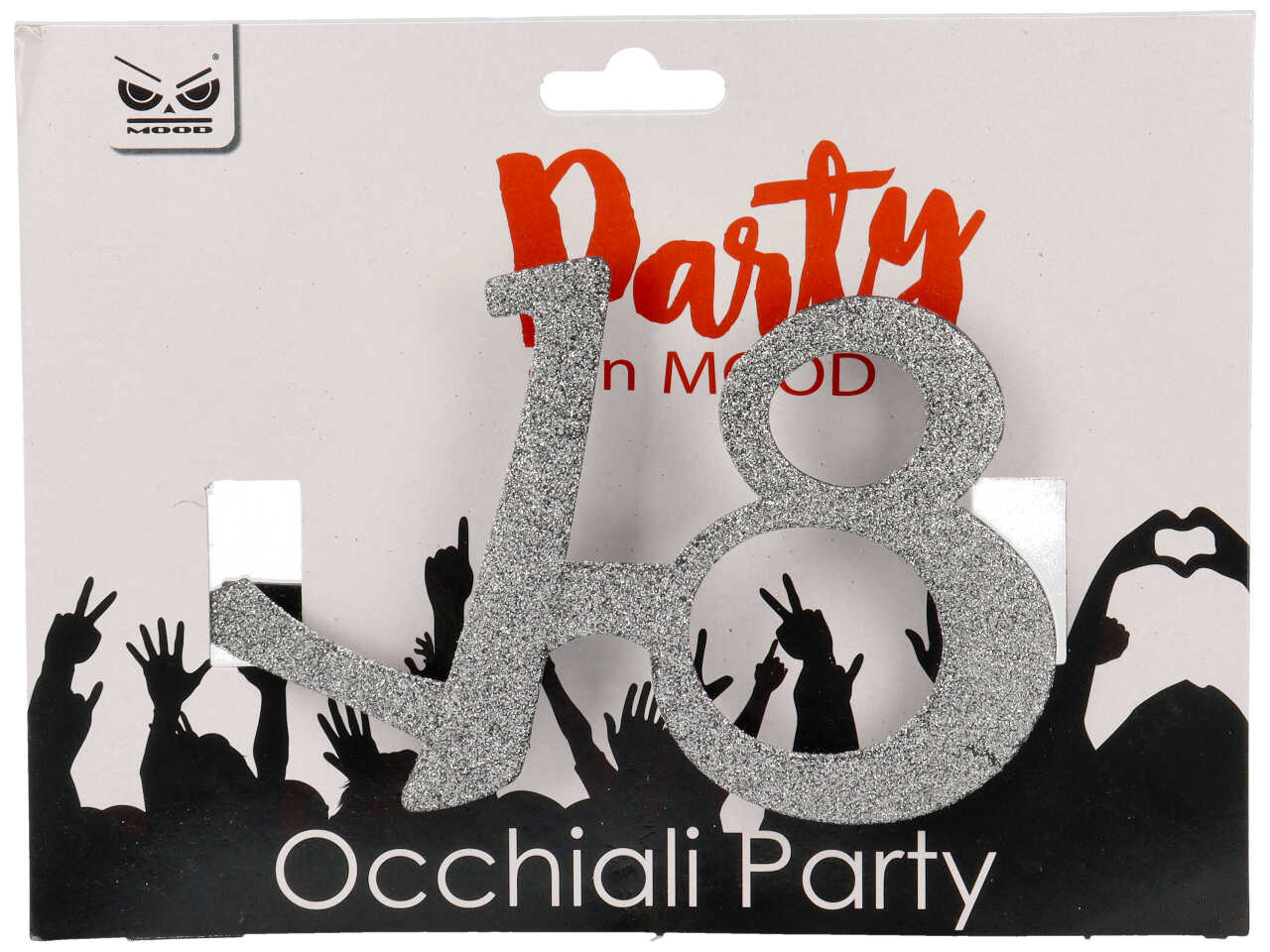 Occhiali silver glitter 18 anni confezione da 6 occhiali