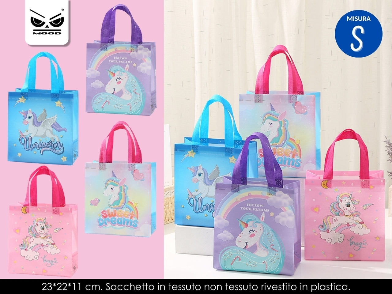 Sacchetto in tessuto unicorno misura small