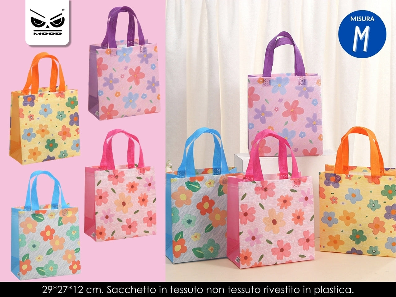 Sacchetto in tessuto fiori misura medium