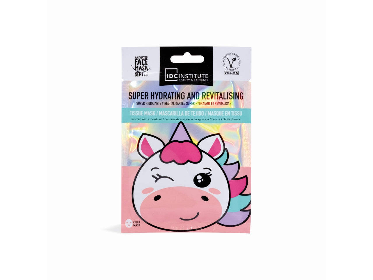 Idc institute unicorn maschera viso in tessuto idratante e rivitalizzante