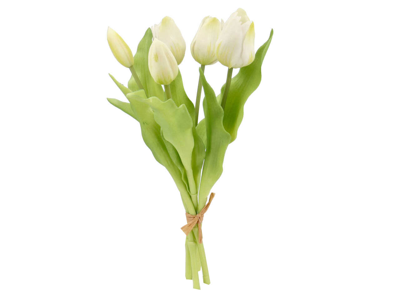 Mazzetto tulipani real touch 30cm con 3 fiori e 2 boccioli bianco