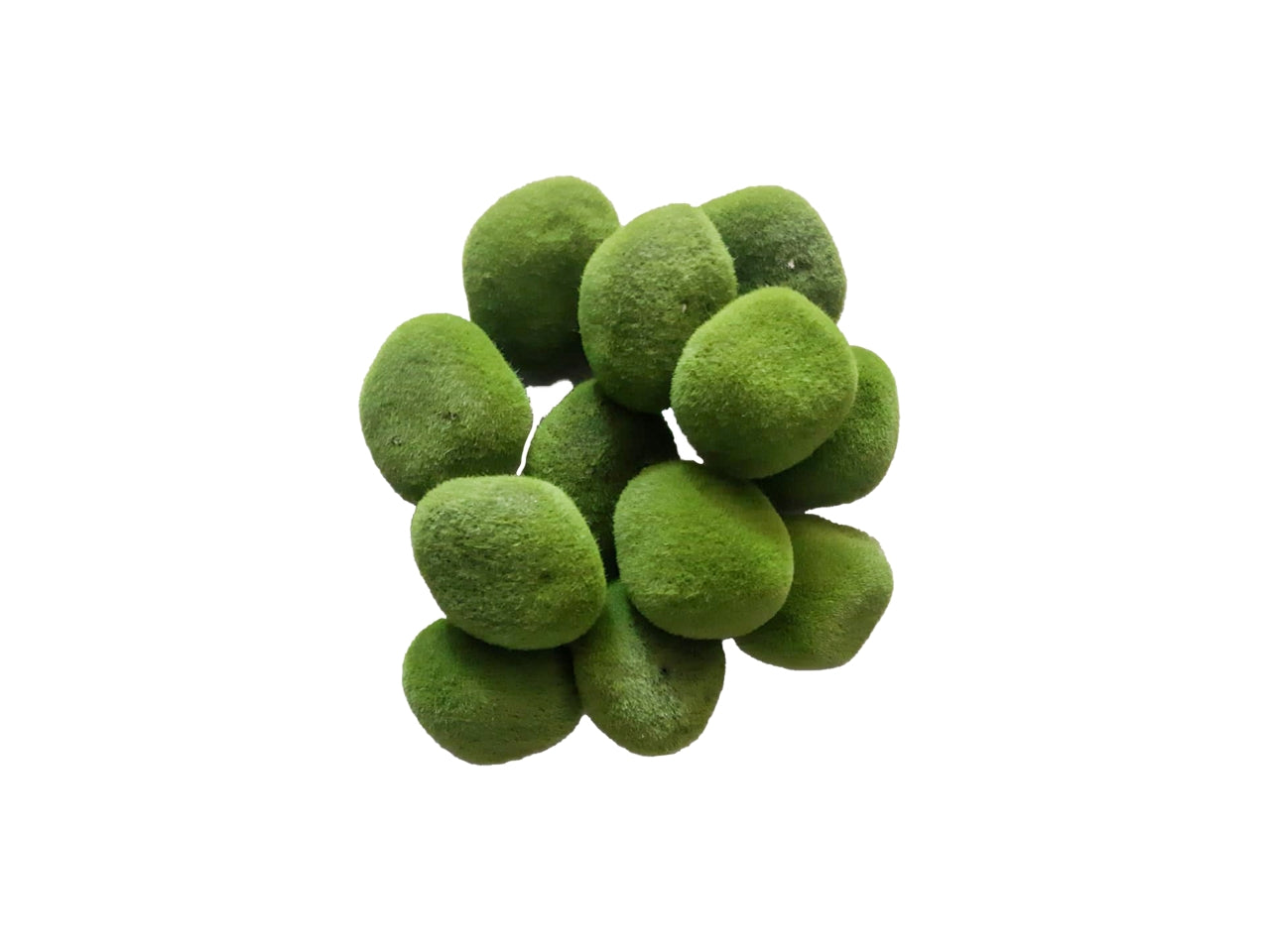 Pietre con muschio artificiale verde 8cm confezione da 12 pietre