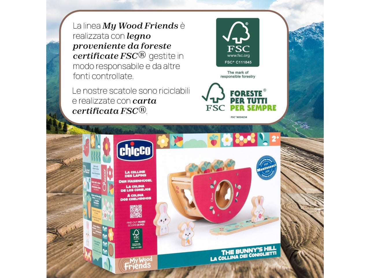 Chicco gioco legno collina dei conigli