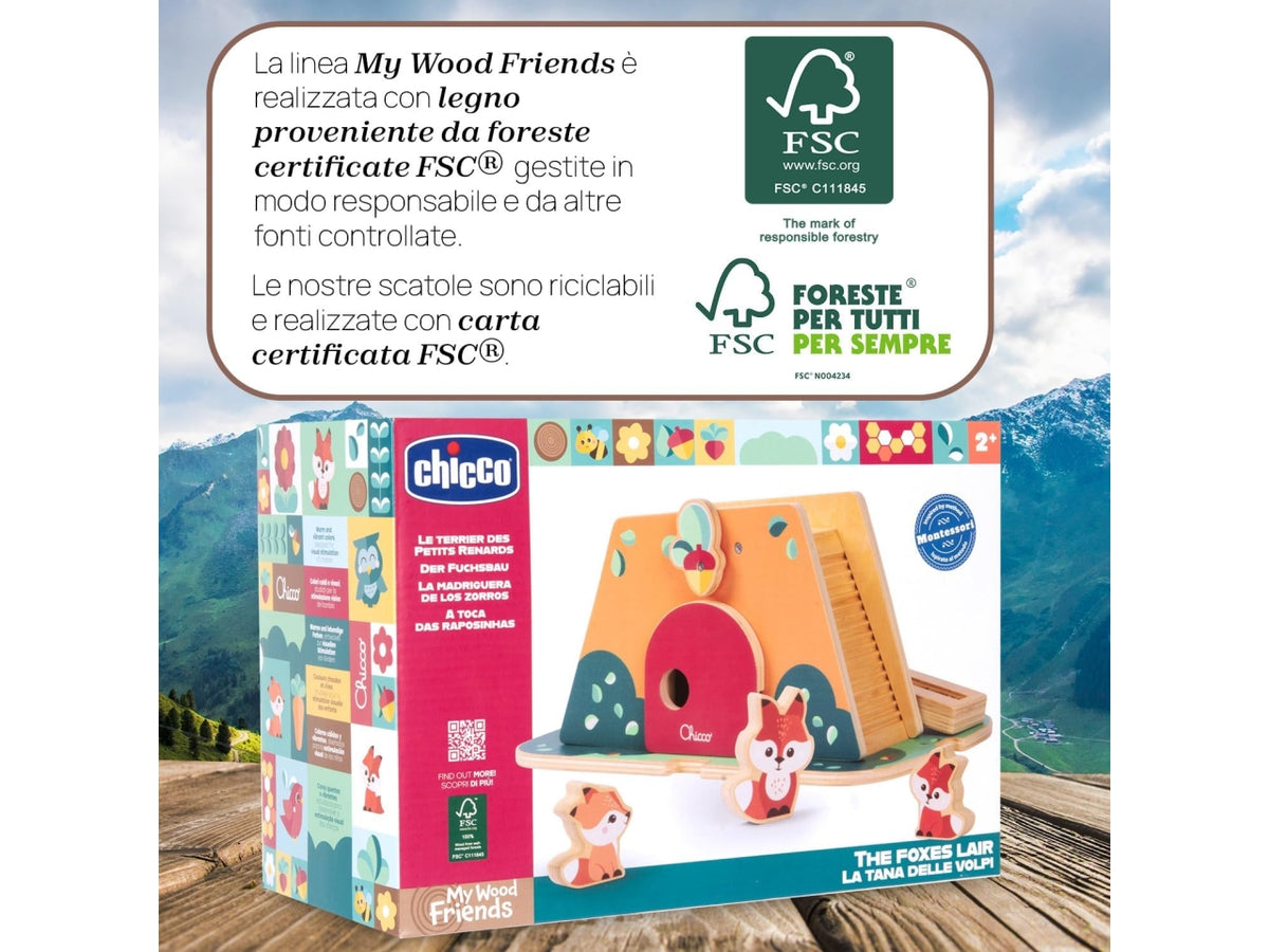 Chicco gioco legno tana delle volpi