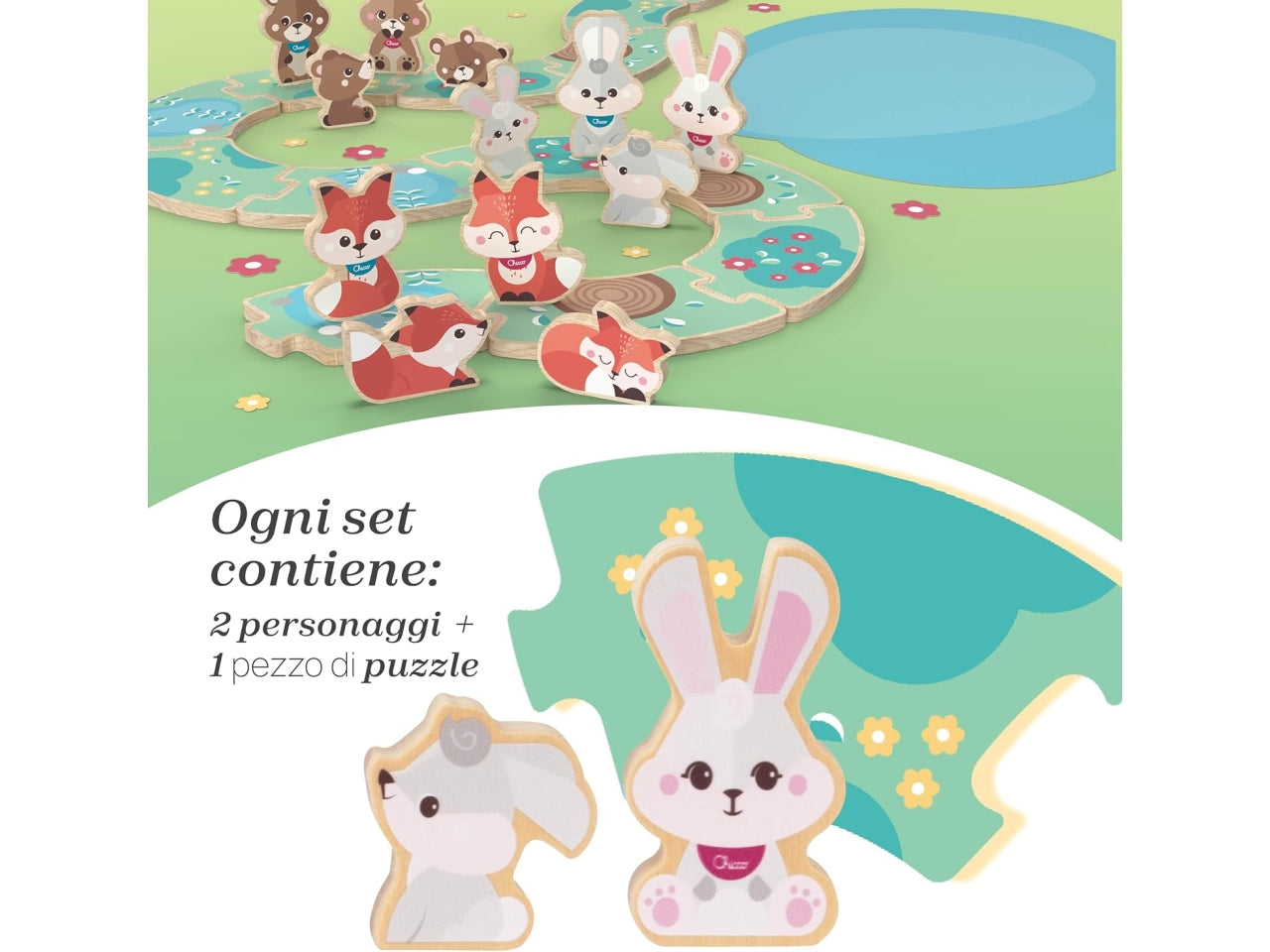 Chicco gioco legno set 2 conigli mamma