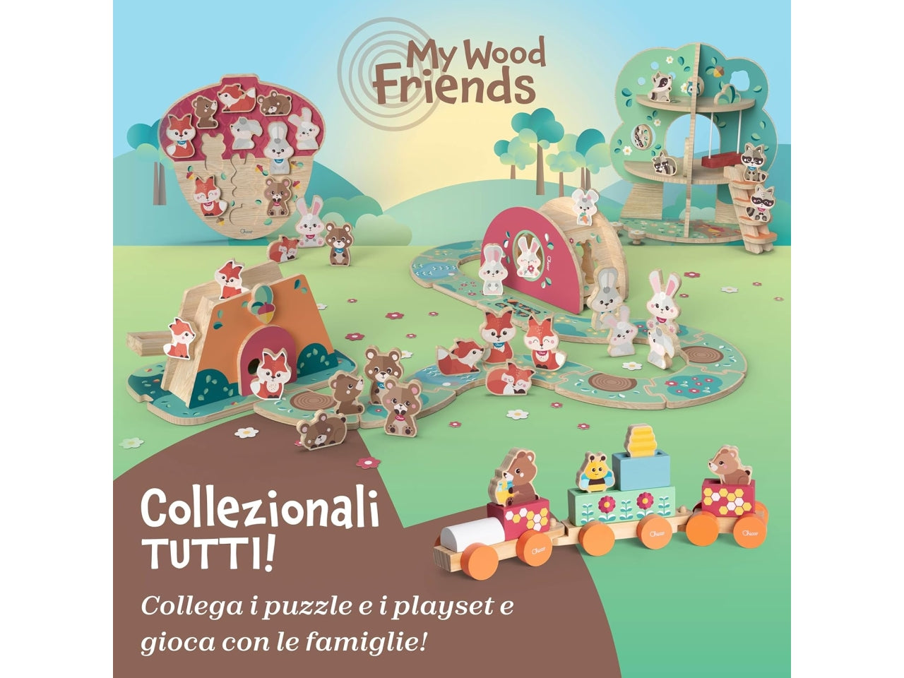 Chicco gioco legno set 2 conigli mamma