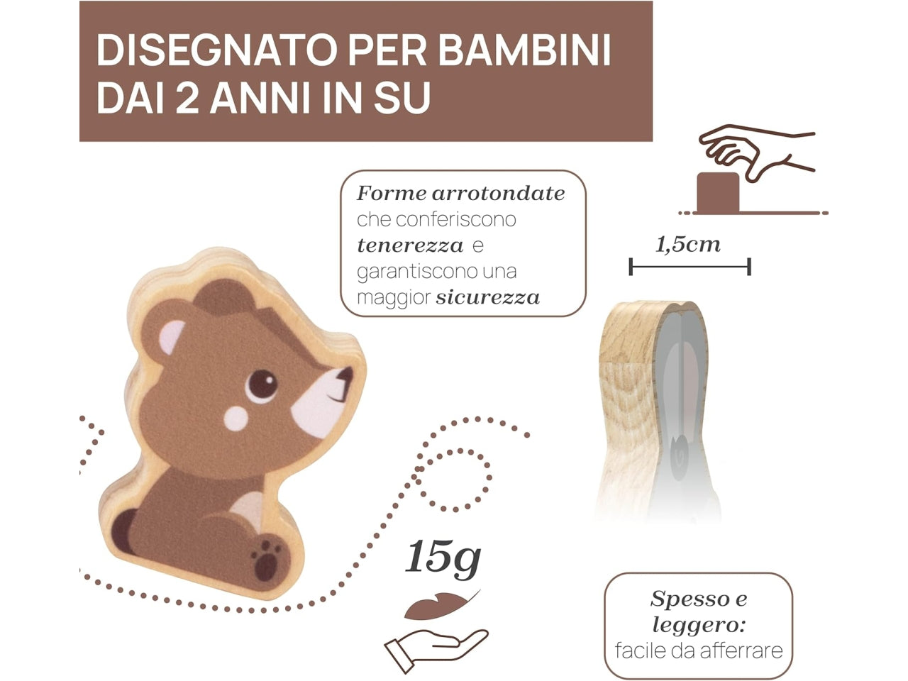Chicco gioco legno set 2 orsetti papa'