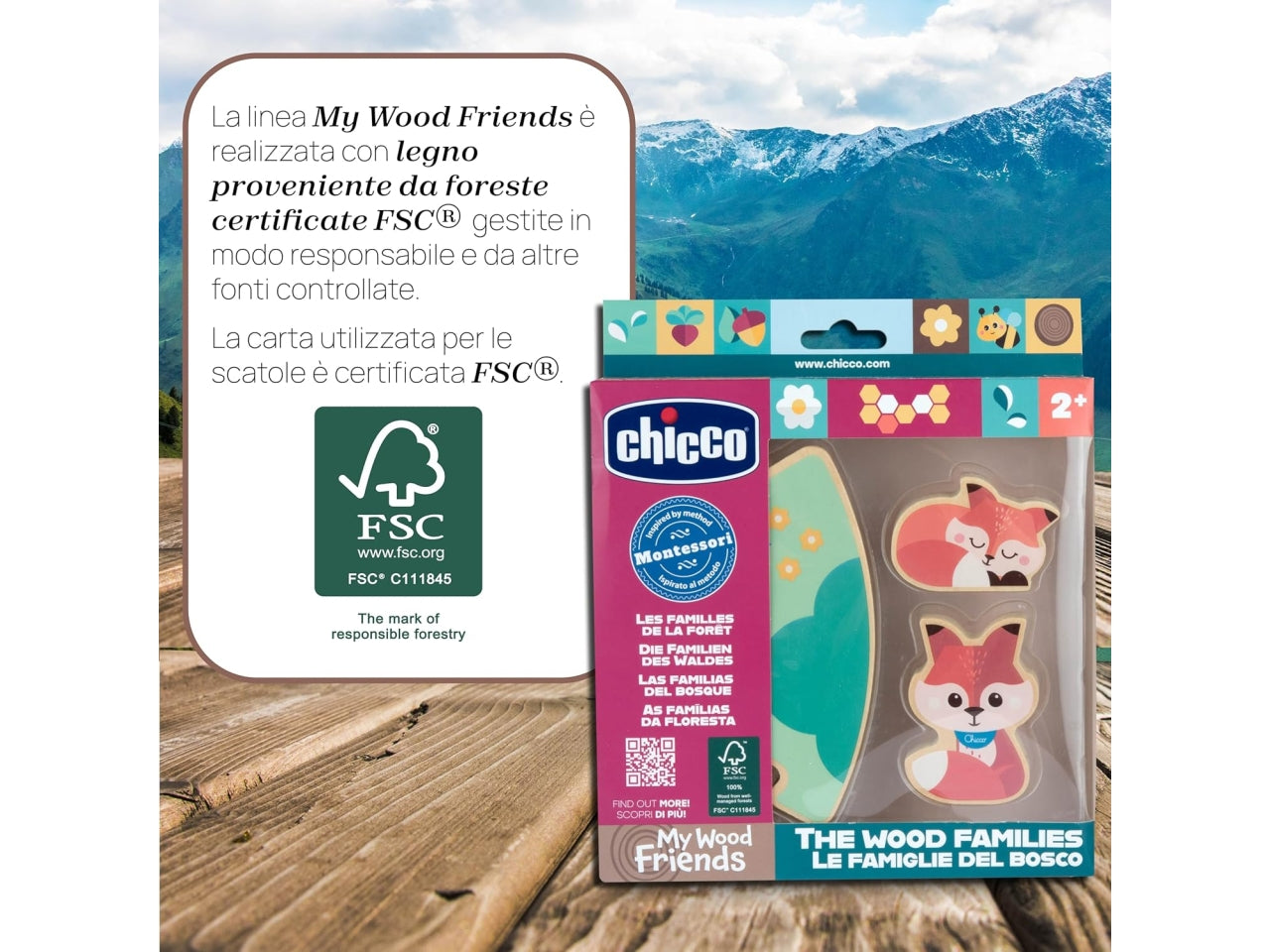 Chicco gioco legno set 2 volpi papÃ 