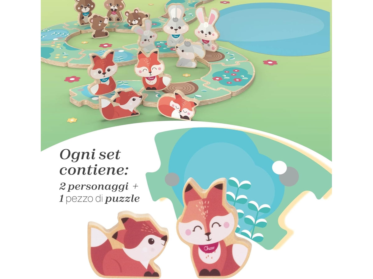 Chicco gioco legno set 2 volpi mamma
