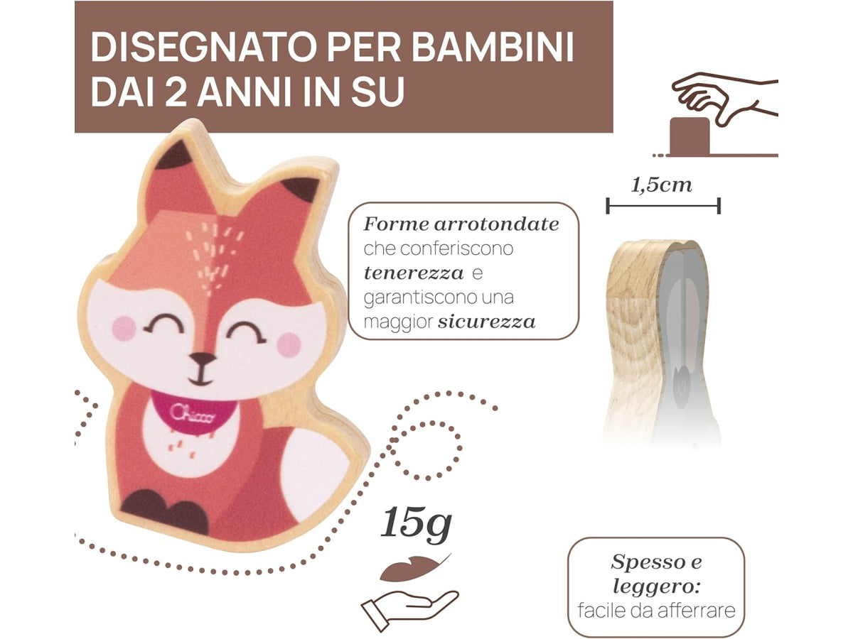 Chicco gioco legno set 2 volpi mamma