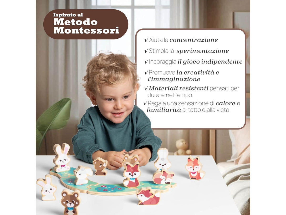 Chicco gioco legno set 2 volpi mamma
