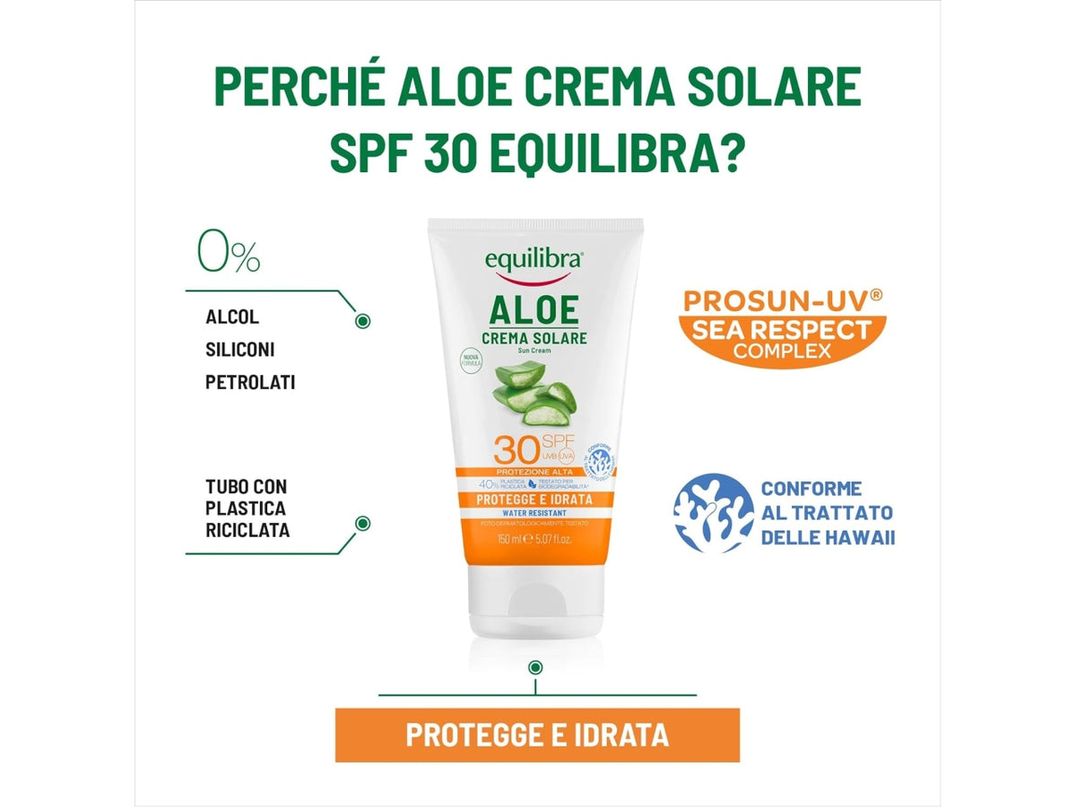 Equilibra aloe crema solare spf30 protegge e idrata resistente all'acqua