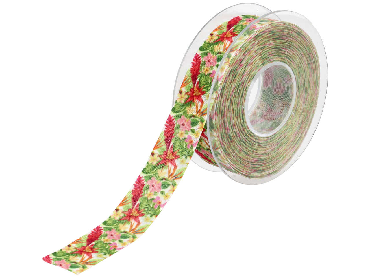 Nastro henry tropical flowers 25mmx15mt bianco