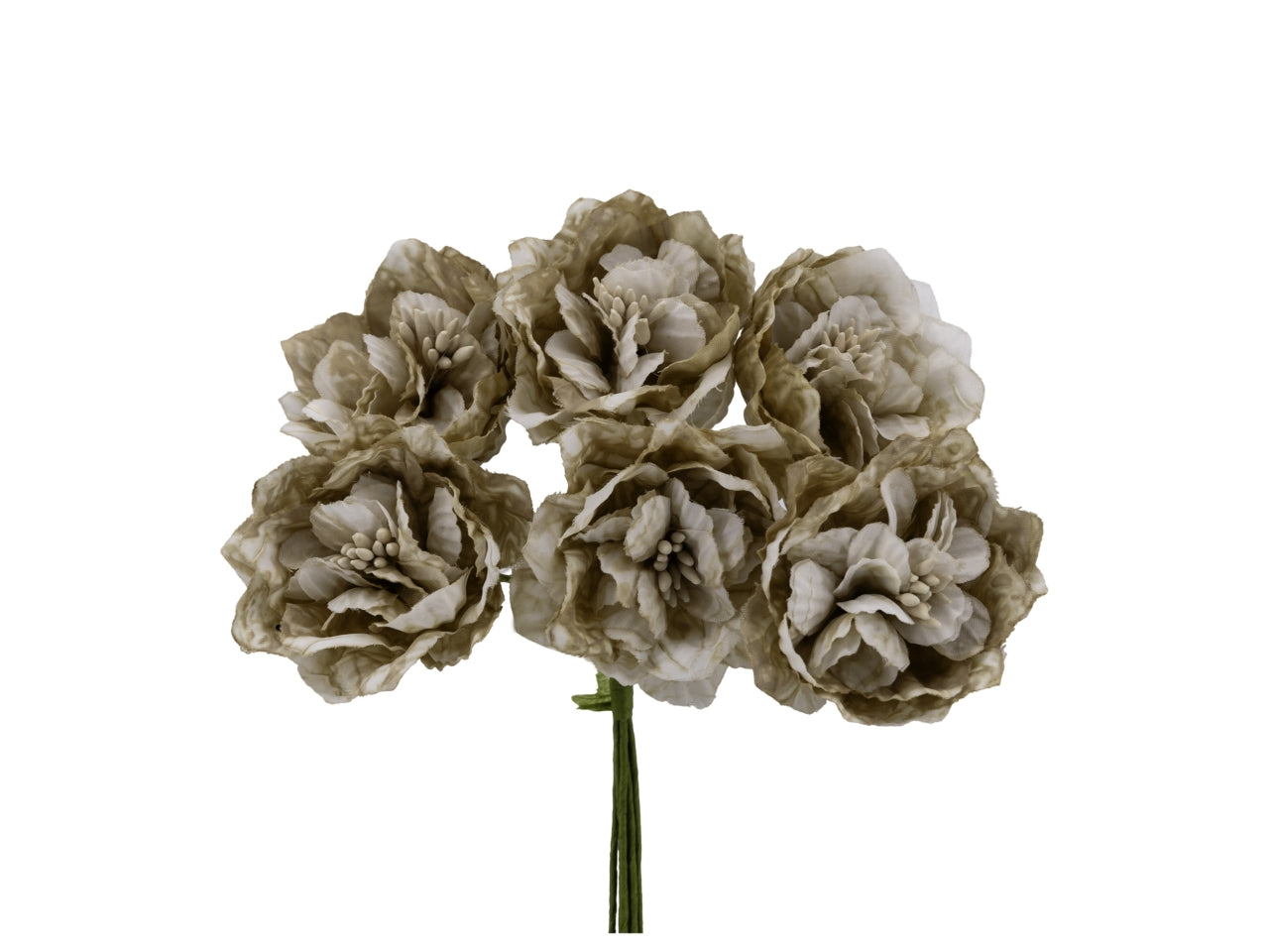 Confezione da 24 rosette piccole con pistilli d.7cm beige