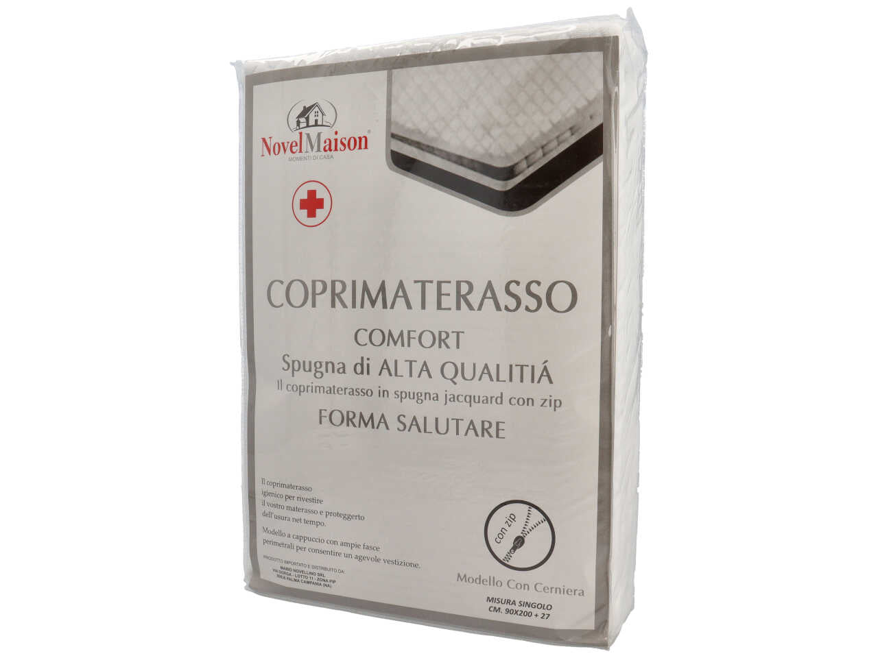 Coprimaterasso elasticizzato con zip singolo