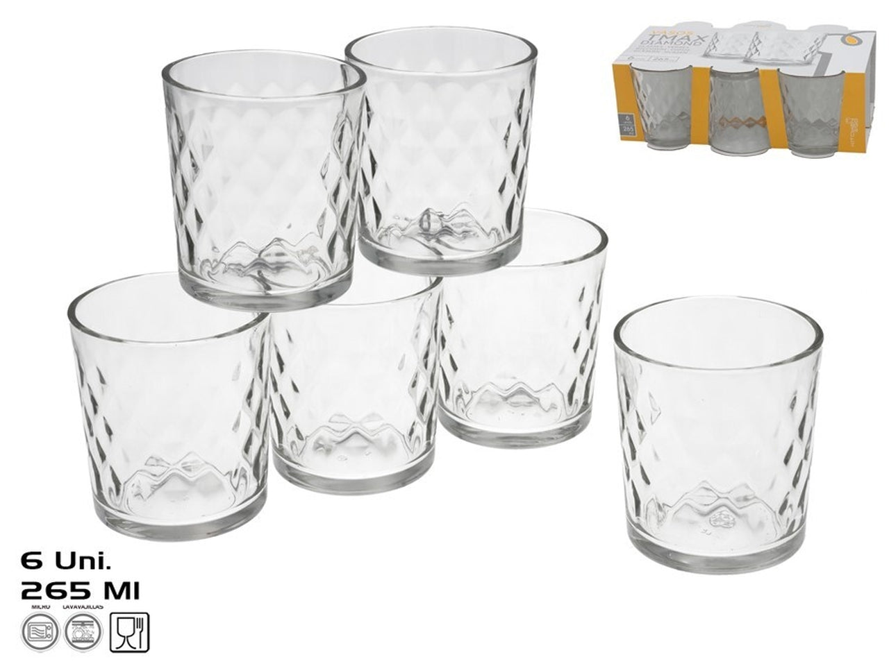 Bicchieri tmax diamante confezione da 6 pezzi 265 ml