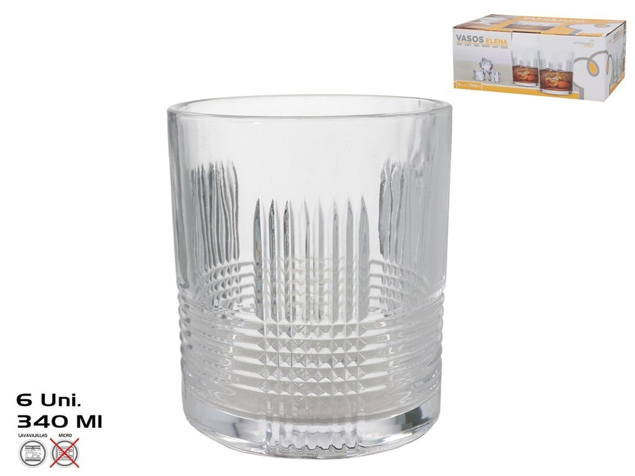 Bicchieri elena confezione da 6 pezzi 340ml