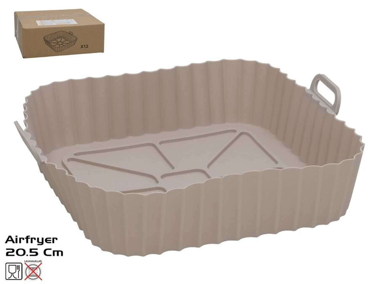 Vassoio in silicone per friggitrice ad aria 20,5x20,5x6,5cm grigio