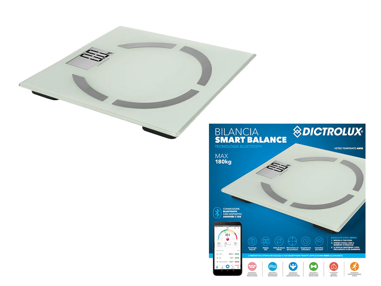 Bilancia pesapersone smart balance 180kg blueto