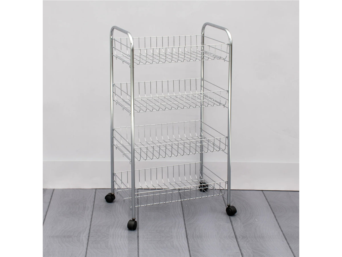 Carrello 4 piani con ruote 41x27xh.76cm cromato