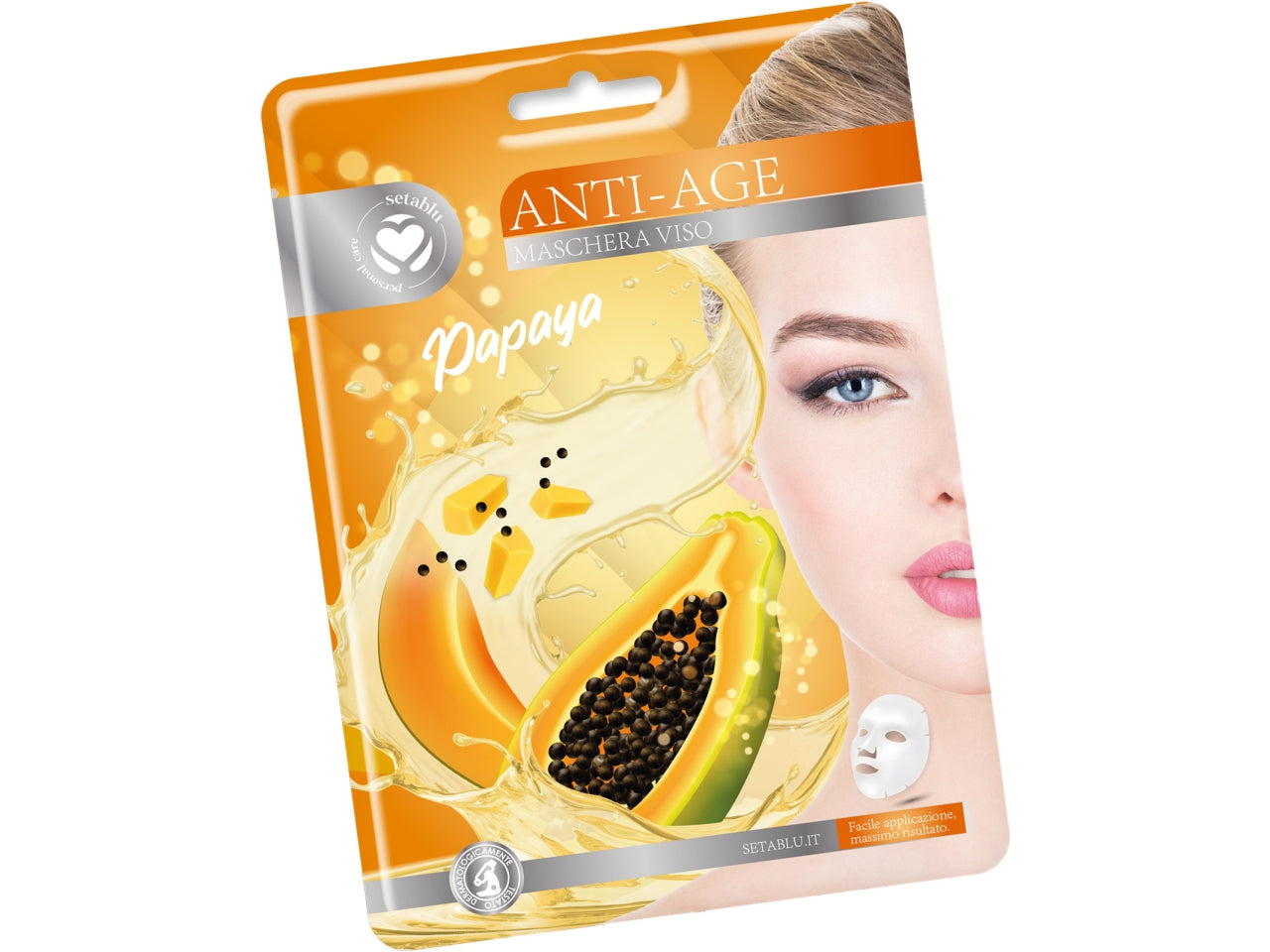 Maschera viso in tessuto alla papaya