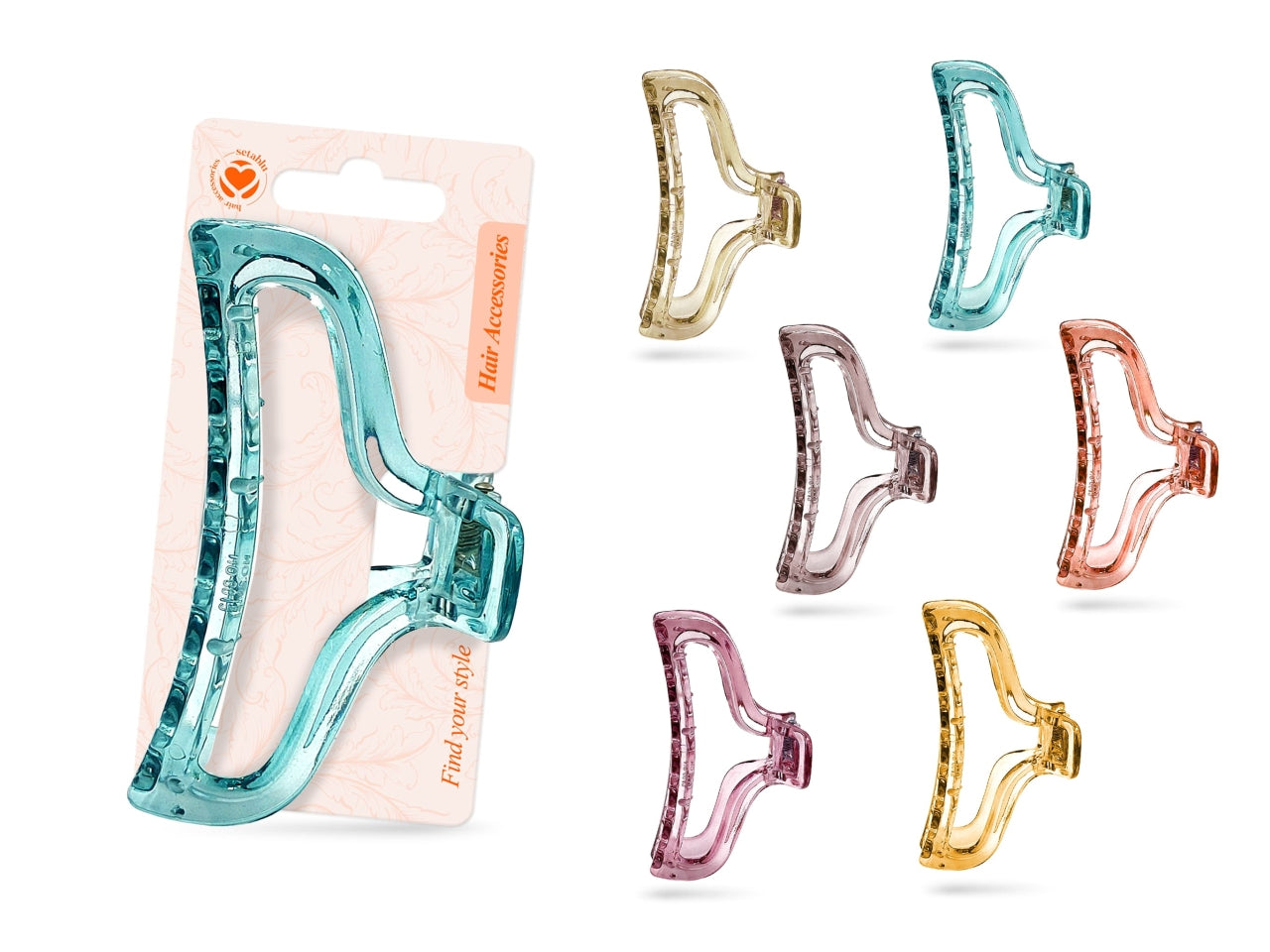 Pinza per capelli lucida vari colori 9cm
