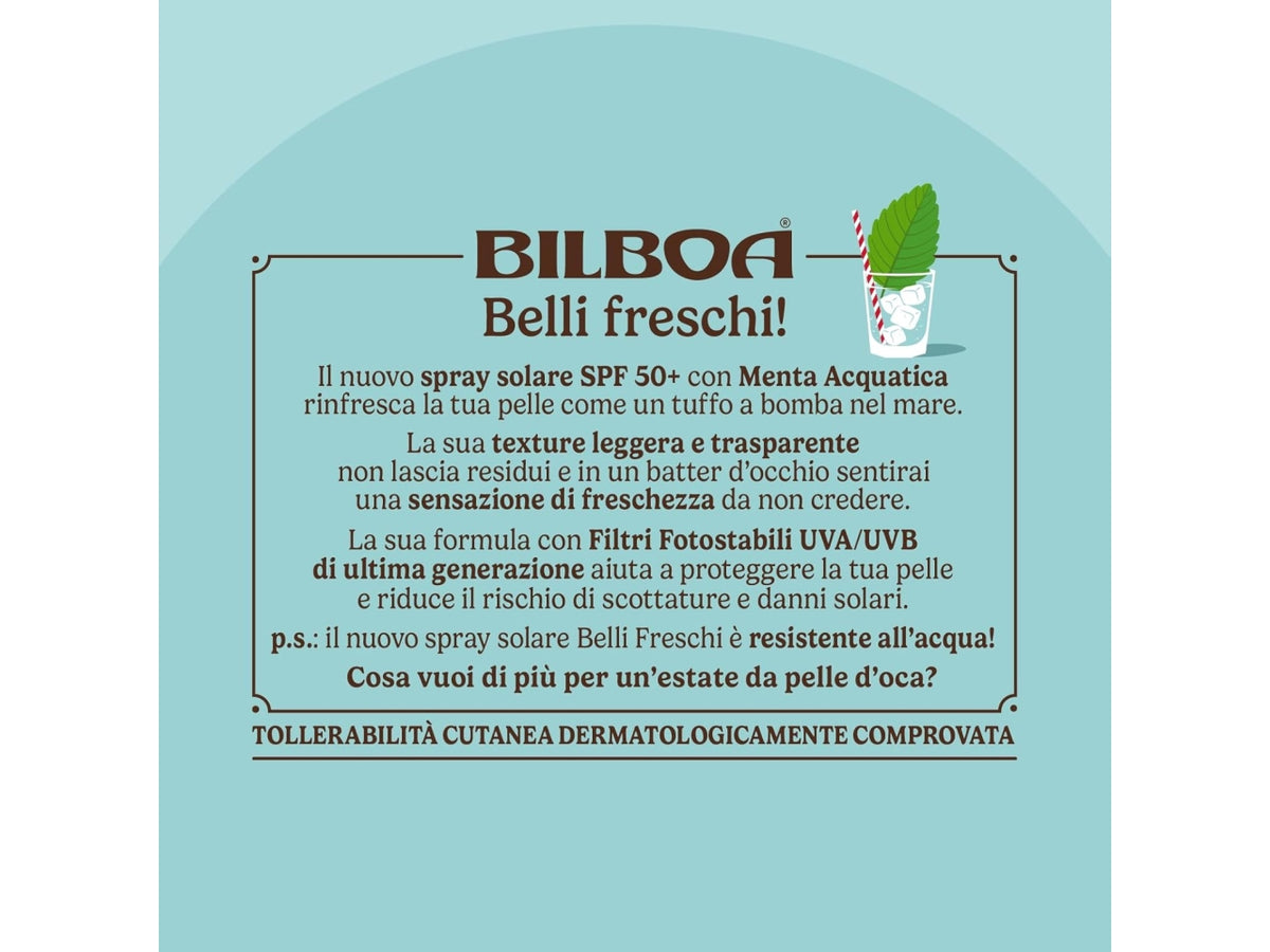Bilboa belli freschi spray spf 50+ con menta acquatica