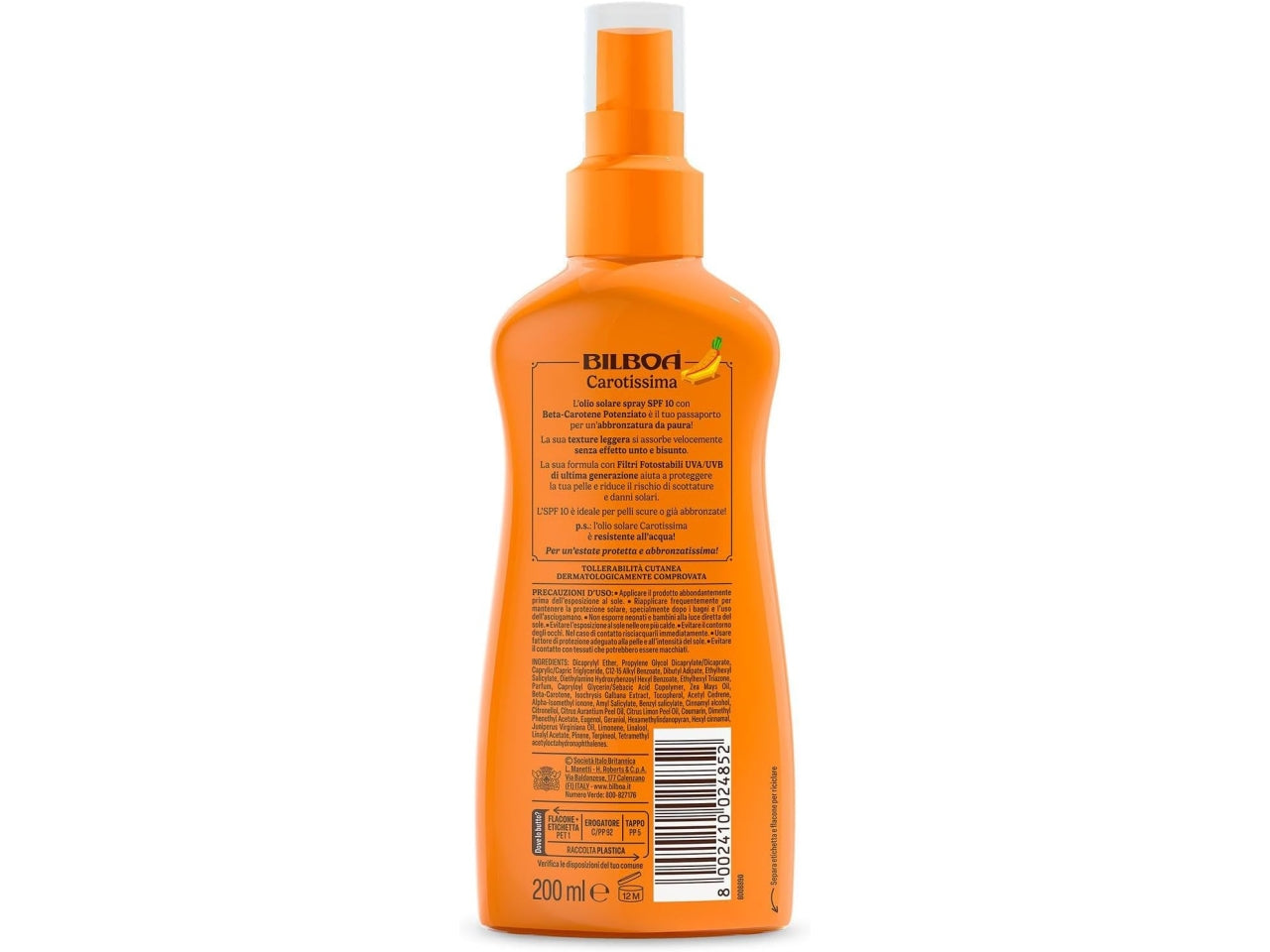 Bilboa carotissima olio spf10 vapo con beta carotene