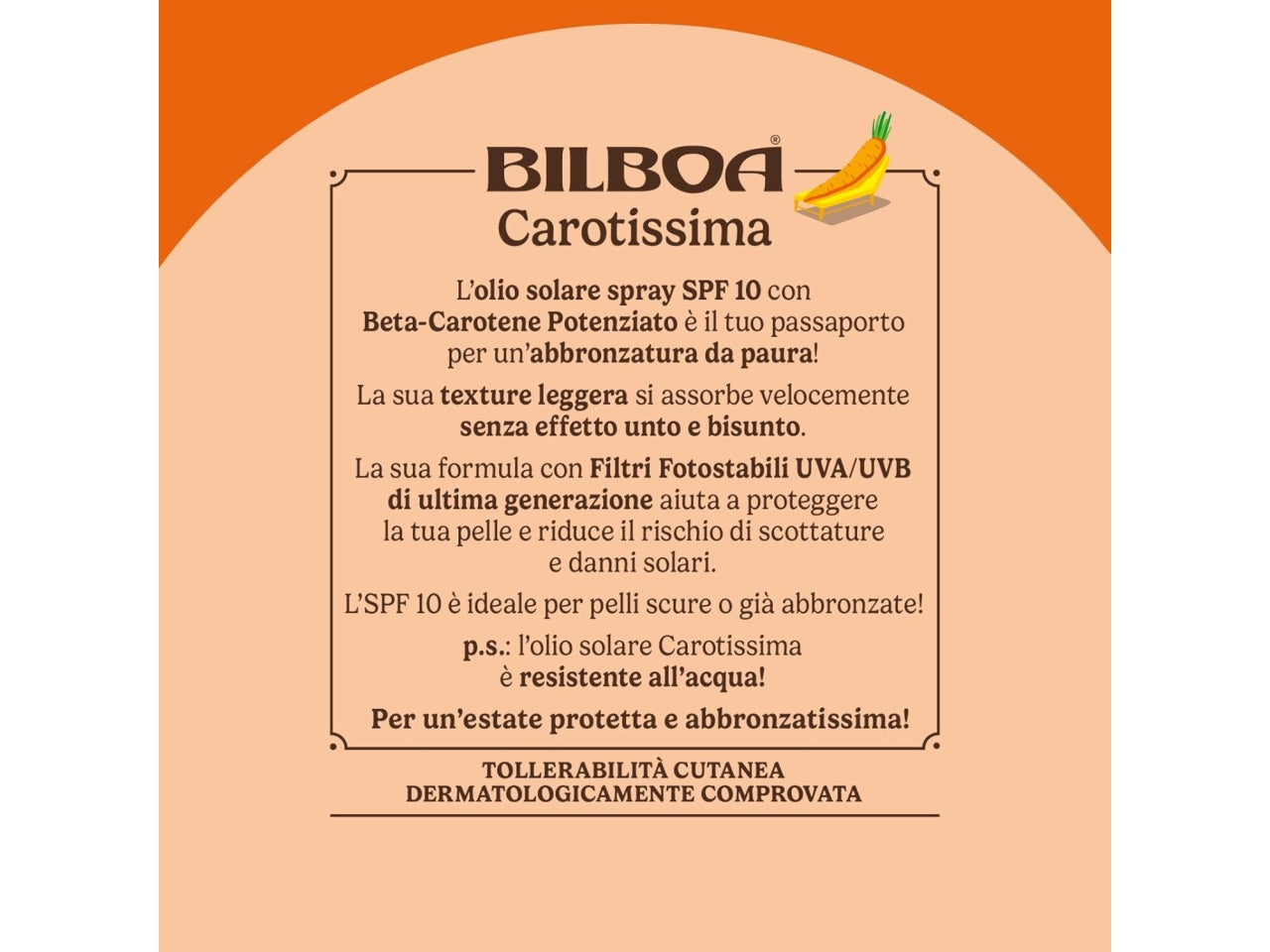 Bilboa carotissima olio spf10 vapo con beta carotene