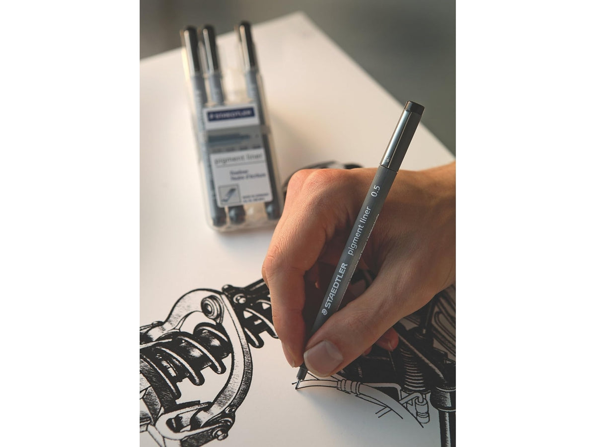 Finerliner pigment liner penne ad inghiostro pigmentato set da 4 pezzi nero