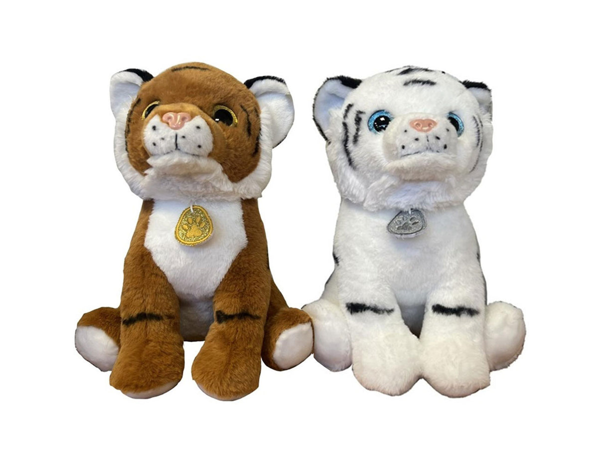 Peluche tigre seduta 33cm in 2 colori assortiti