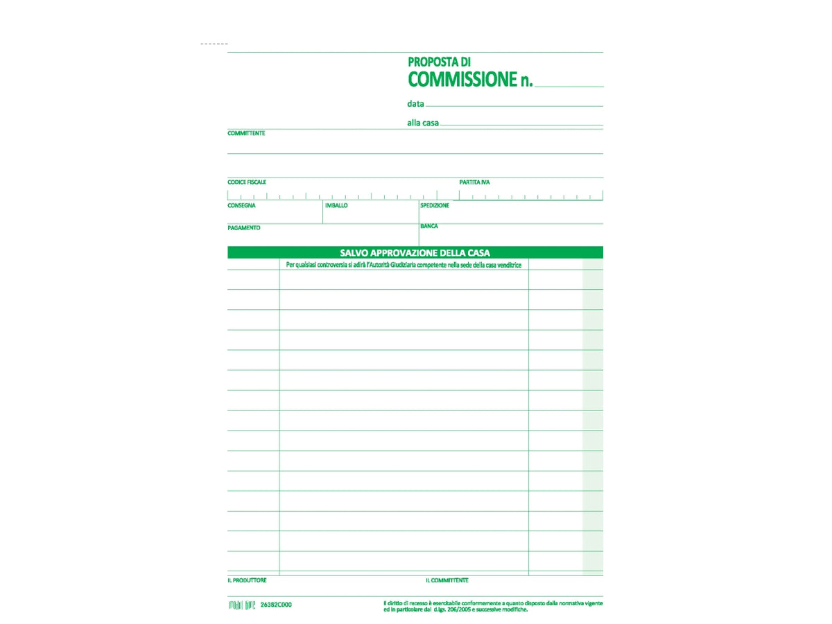 Copia commissione 50x2 copie autoricalcante 21,5x14,8cm
