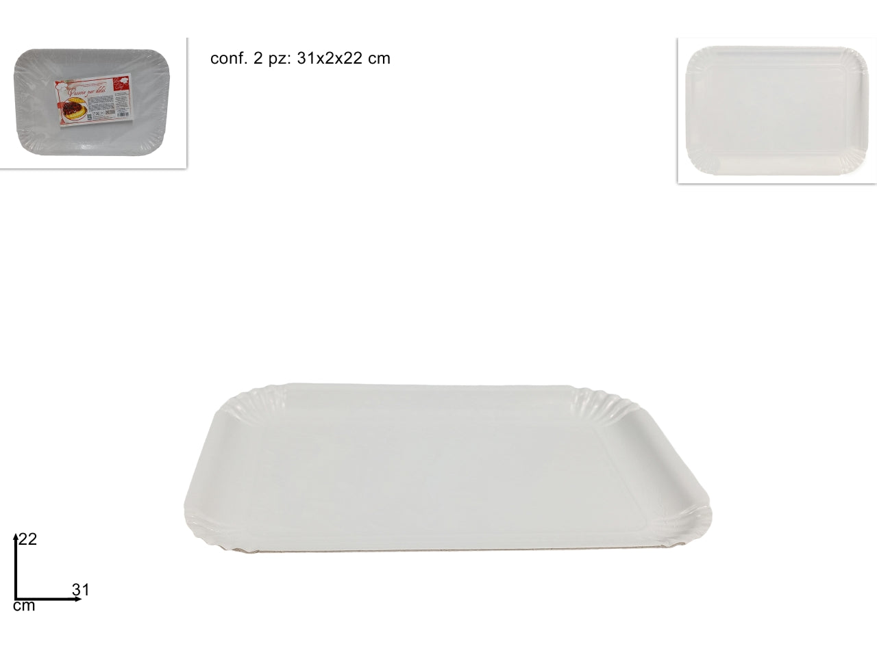 Set di 2 vassoi bianchi 22x31cm