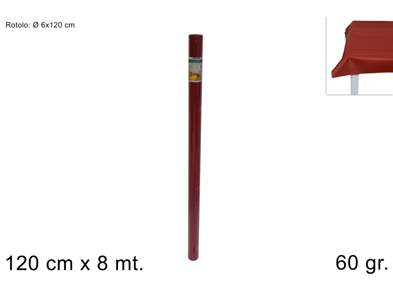 Tovaglia a rotolo in tnt 120cmx8mt 60gr bordeaux
