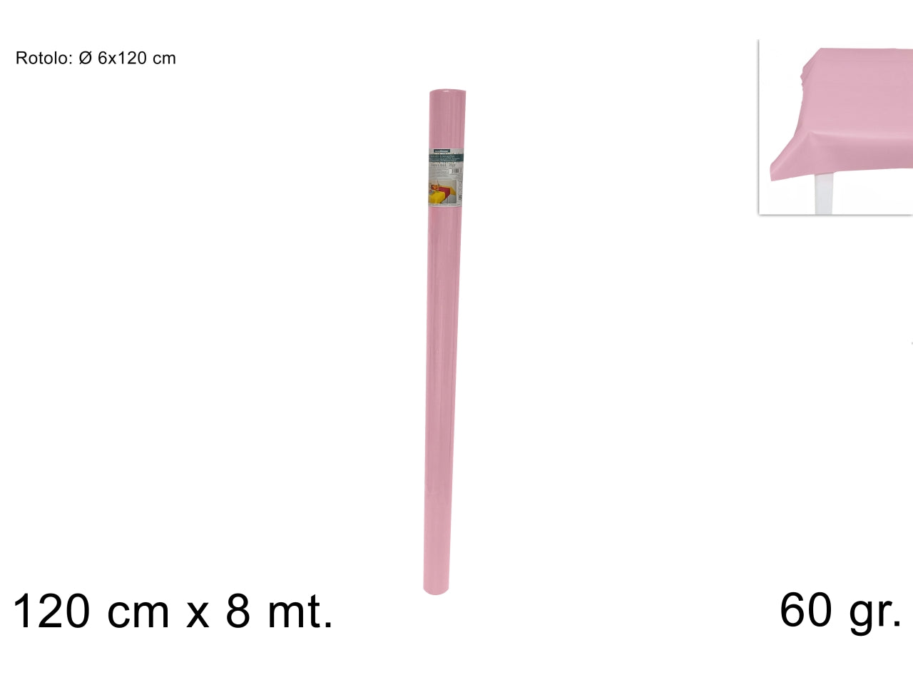 Tovaglia a rotolo in tnt 120cmx8mt 60gr rosa