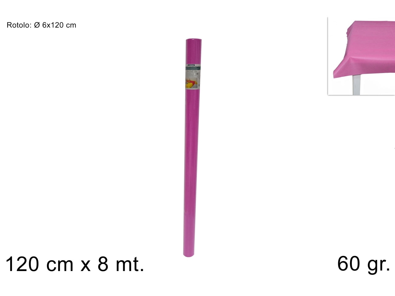 Tovaglia a rotolo in tnt 120cmx8mt 60gr fucsia