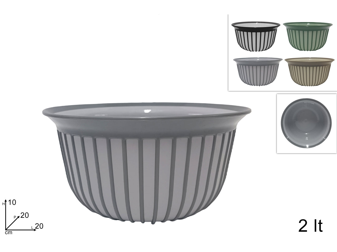 Coppetta in plastica 2lt disponibile in 4 colori