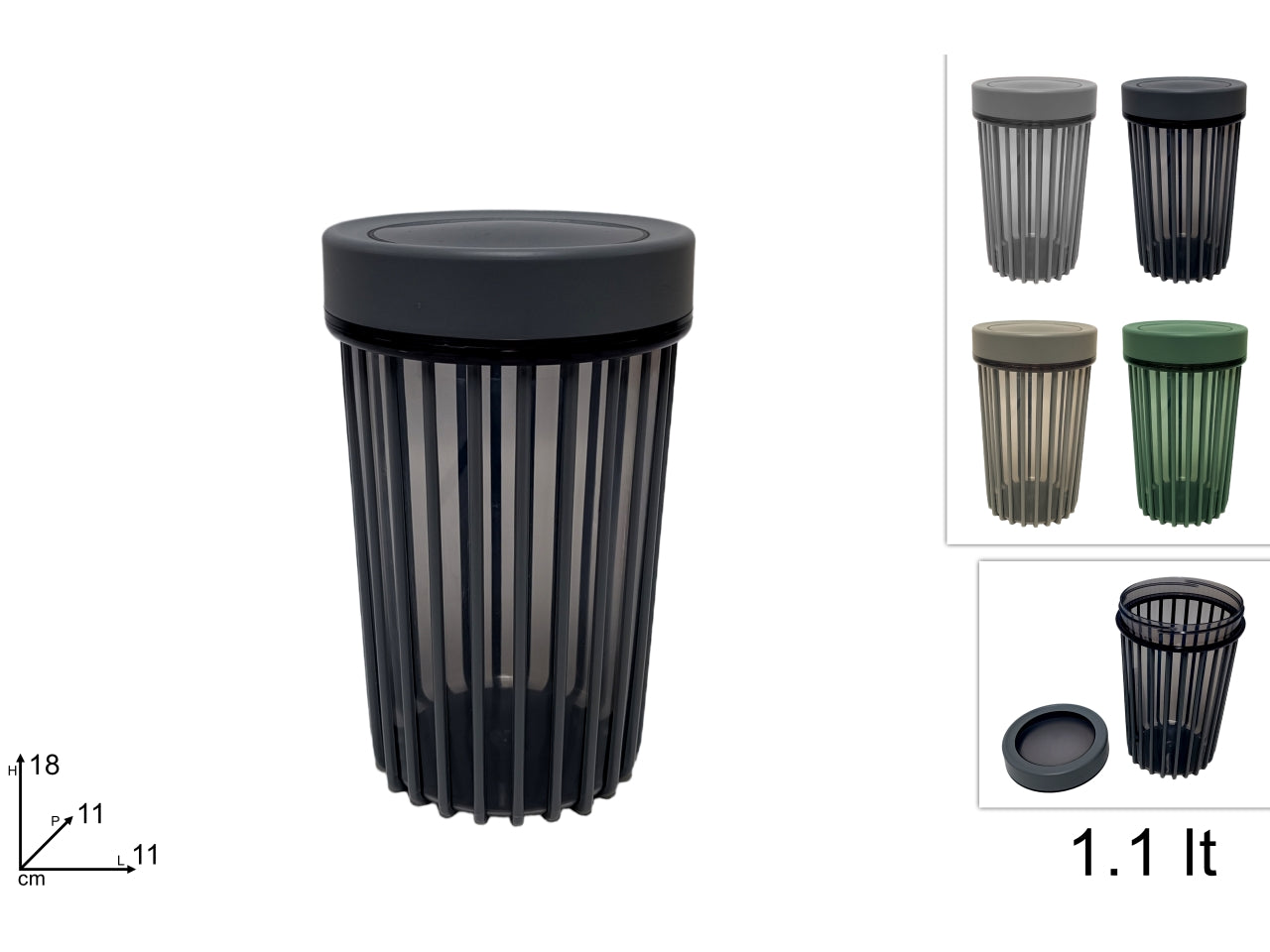 Contenitore in plastica con tappo 1,1lt