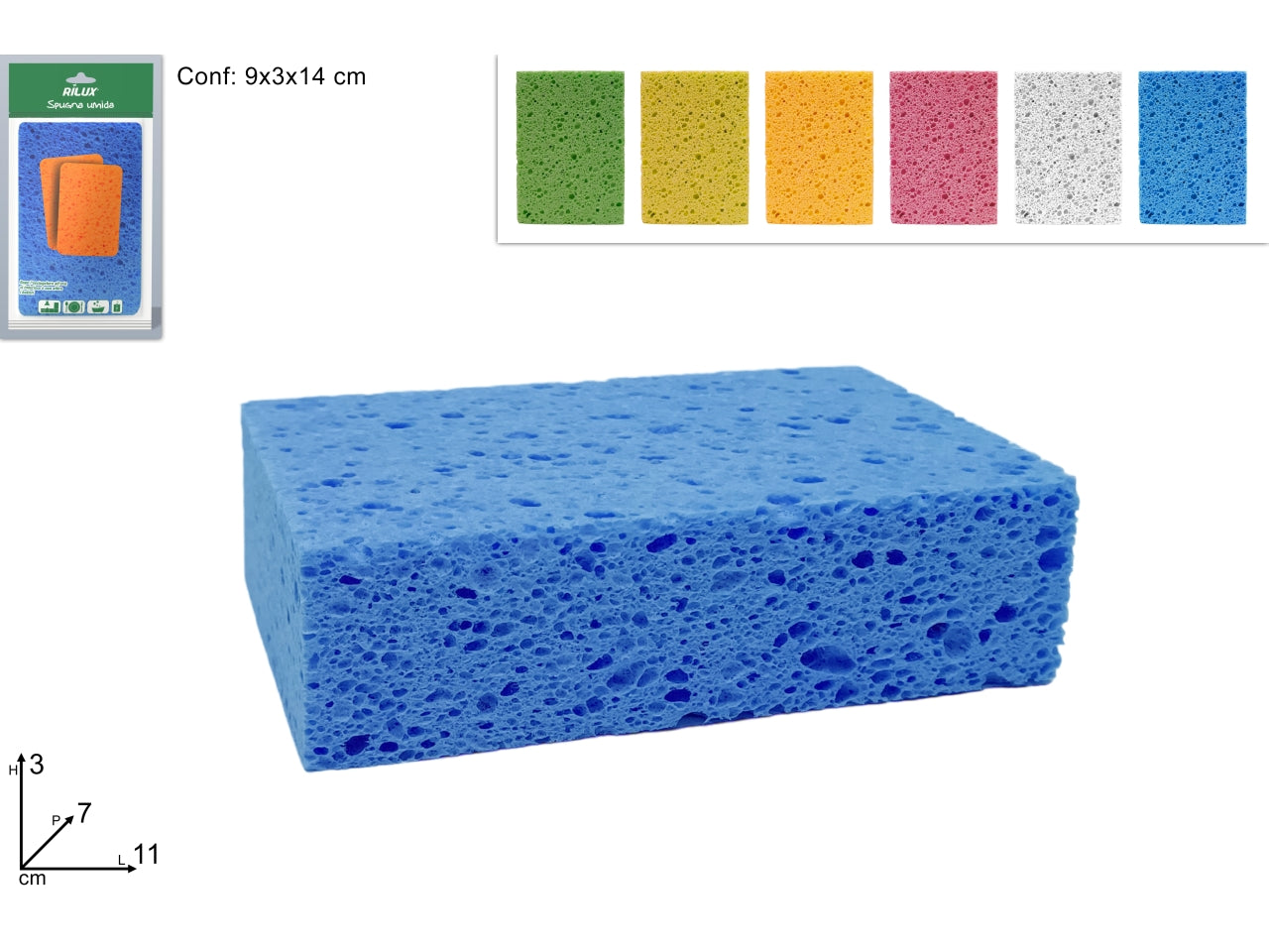 Spugna umida 11x7x3cm disponibile in 6 colori