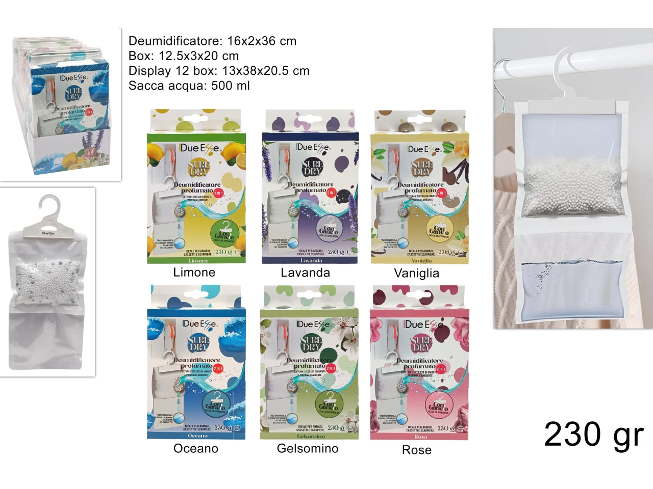 Deumidificatore profumato per armadi 230gr/500ml