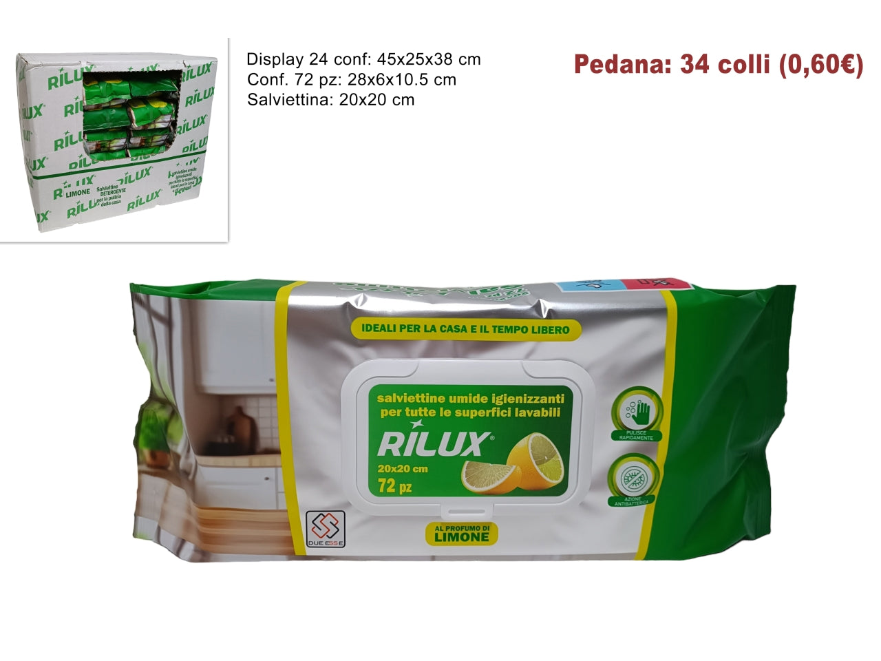 Confezione da 72 salviettine sgrassanti umidificate al limone