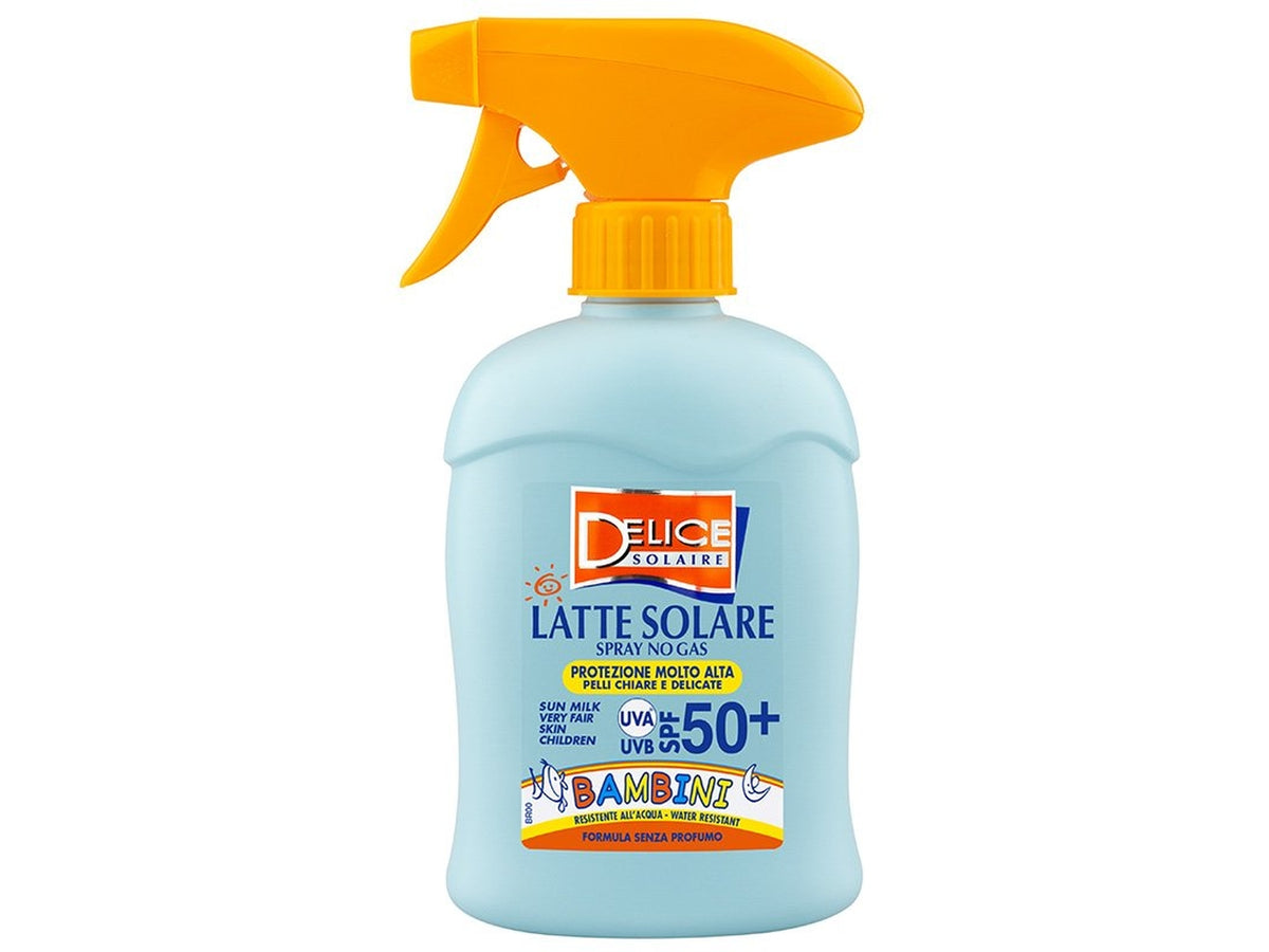 Delice solaire latte solare spray uva protezione molto alta per bambini spf50+ trigger