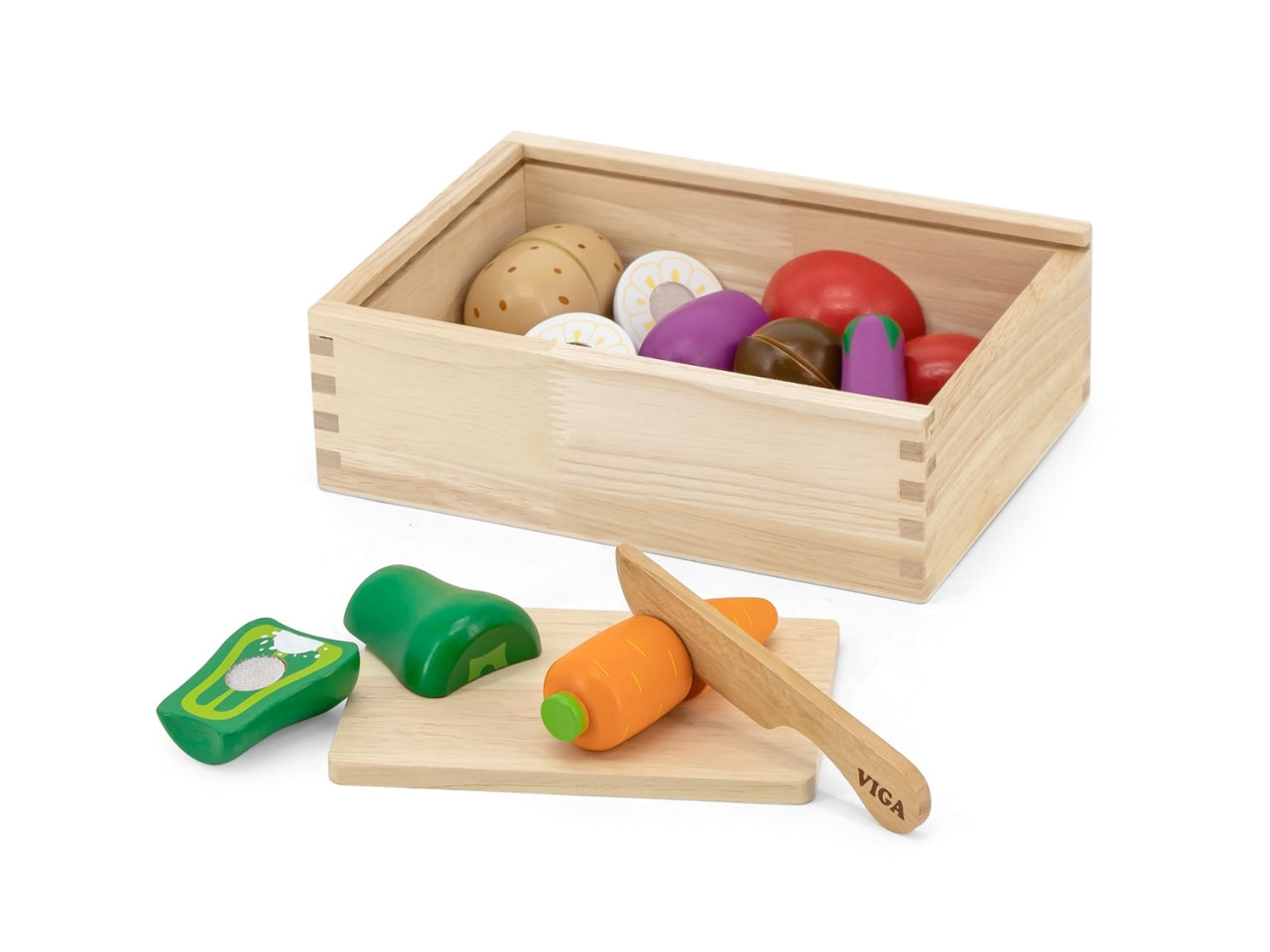 Verdura tagliabile con velcro in legno con cassetta