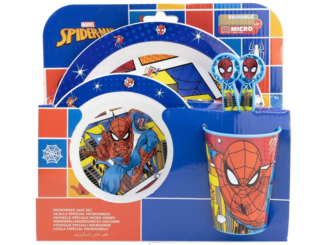 Spiderman set pappa 5 pezzi per microonde